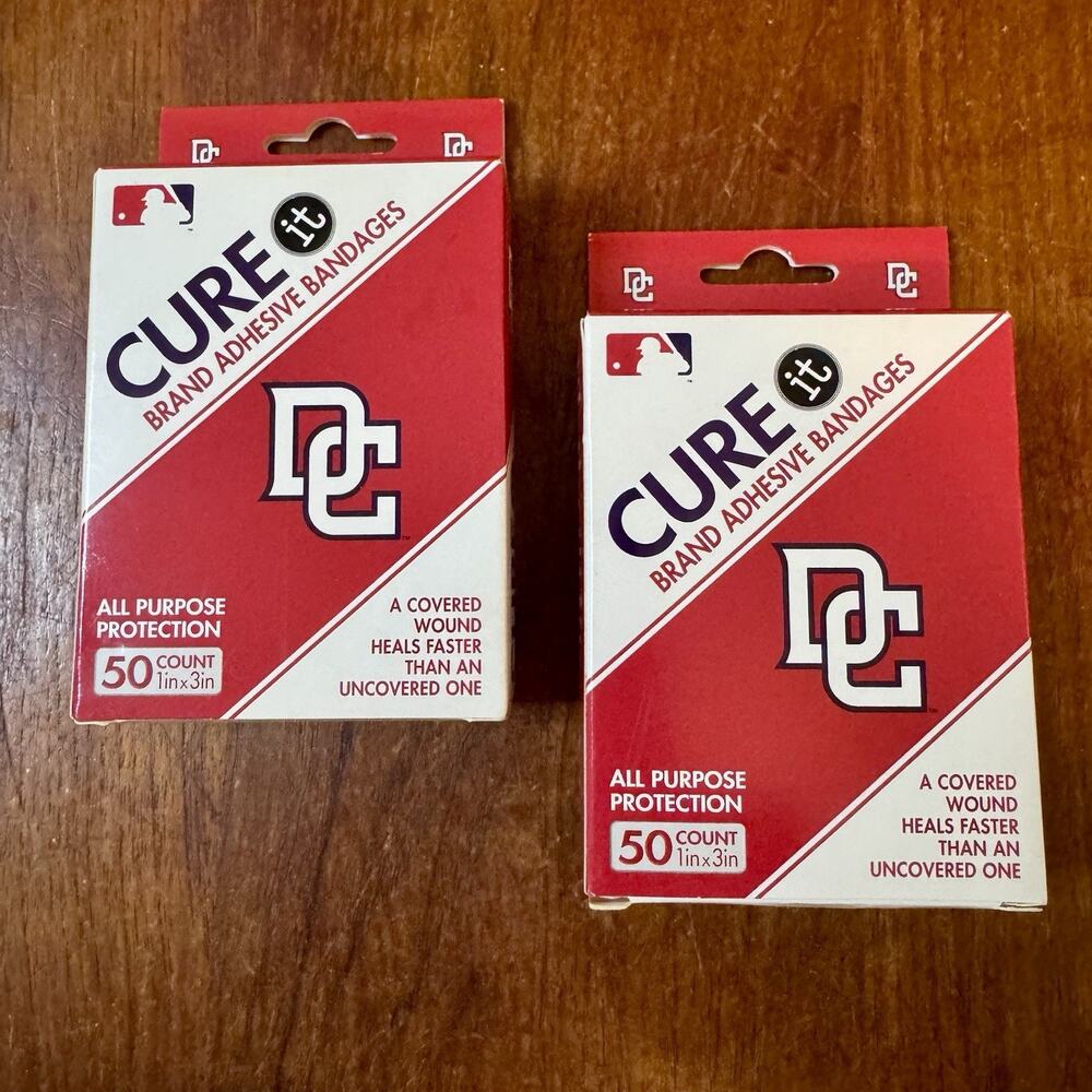 Lot of 2 Washington Nationals Cure It MLB Adhesive Bandages 50 Ct Sealed NOS